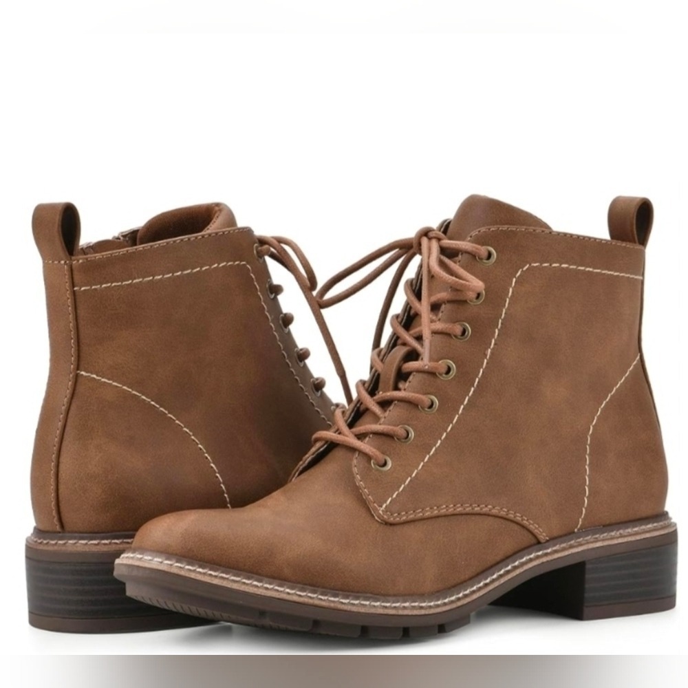 Cliffs by White Mountain Eligible Ankle Boots Womens 8M Brown Lace Up Side Zip